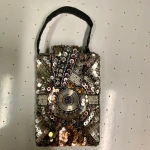 Sequined cell phone crossbody purse